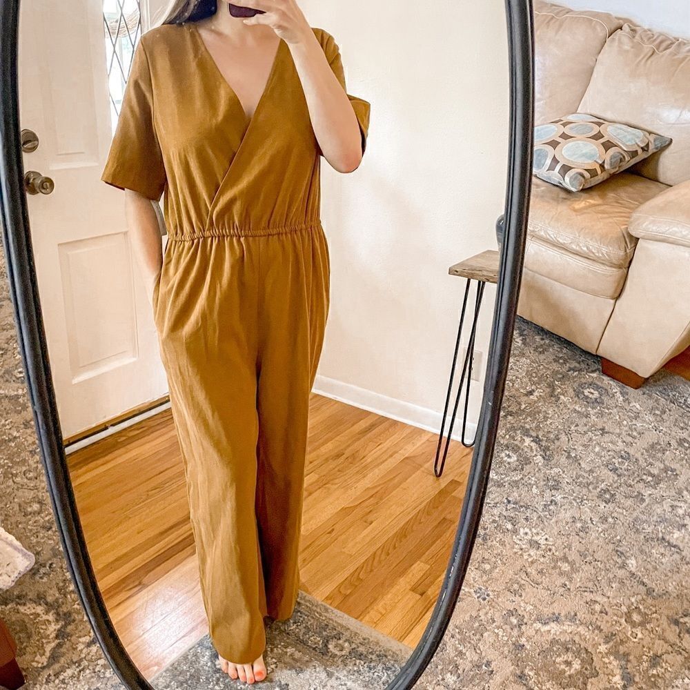 Vetta The Wrap Jumpsuit Gold Canvas